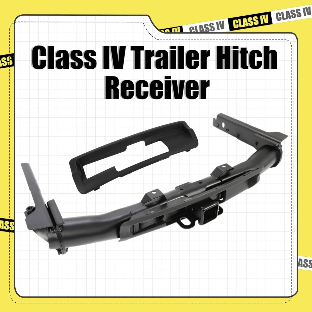 Class IV Trailer Hitch Receiver and Bezel Compatible with 2011-2022 Jeep Grand Cherokee Replacement for 82212180AC 82212180AD 3 Stages 2-inch Square Receiver (You Will Receive 2 Packages) LYAM-341-1+LYAM-341-3