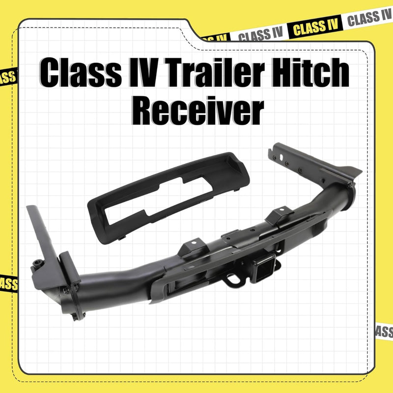 Class IV Trailer Hitch Receiver and Bezel Compatible with 2011-2022 Jeep Grand Cherokee Replacement for 82212180AC 82212180AD 3 Stages 2-inch Square Receiver (You Will Receive 2 Packages) LYAM-341-1+LYAM-341-3