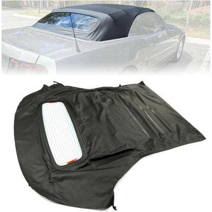Convertible Soft Top Replacement  for 2005-2014 Ford Mustang, Soft Roof with Clear Plastic Window, Premium Grade Black Sailcloth Vinyl