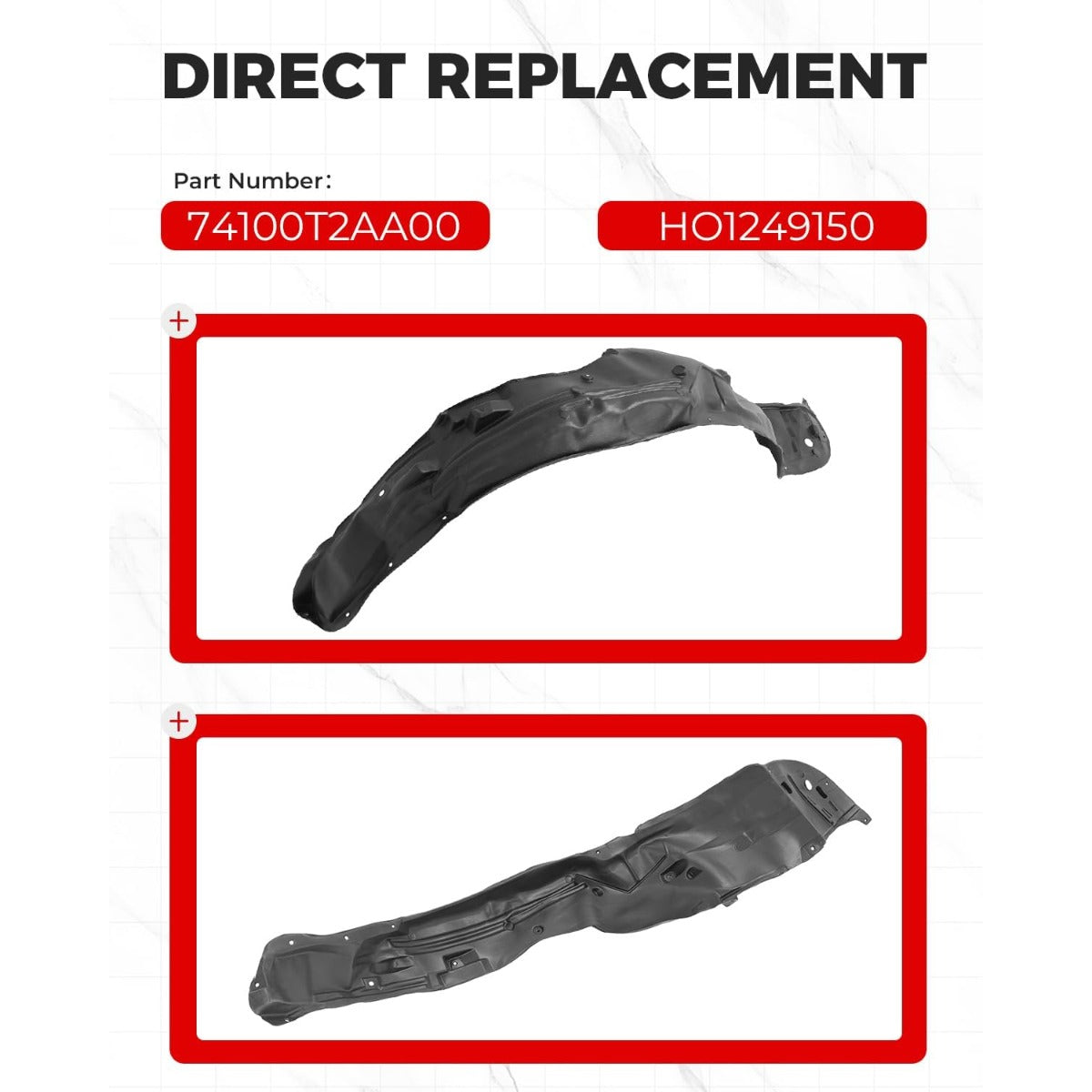 HECASA Front Inner Fender Liner Compatible with 2013-2015 Honda Accord Sedan Replacement for 74100T2AA00 HO1249150, Splash Shield Guard Right Passenger Side