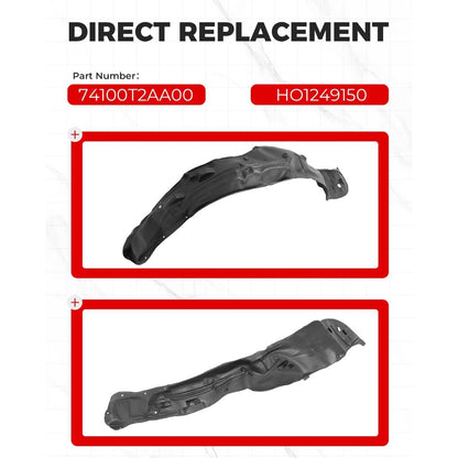 HECASA Front Inner Fender Liner Compatible with 2013-2015 Honda Accord Sedan Replacement for 74100T2AA00 HO1249150, Splash Shield Guard Right Passenger Side