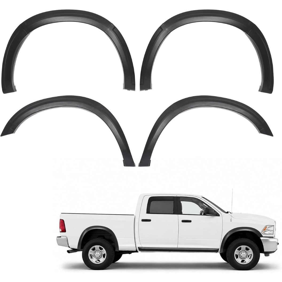 4Pcs Fender Flare Set Compatible with 2010-2018 Dodge Ram 2500 3500 | Front & Rear Wheel Arch Cover Protector Plastic(PP) Textured Black