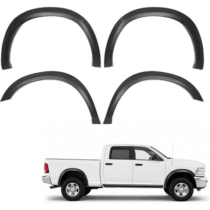4Pcs Fender Flare Set Compatible with 2010-2018 Dodge Ram 2500 3500 | Front & Rear Wheel Arch Cover Protector Plastic(PP) Textured Black