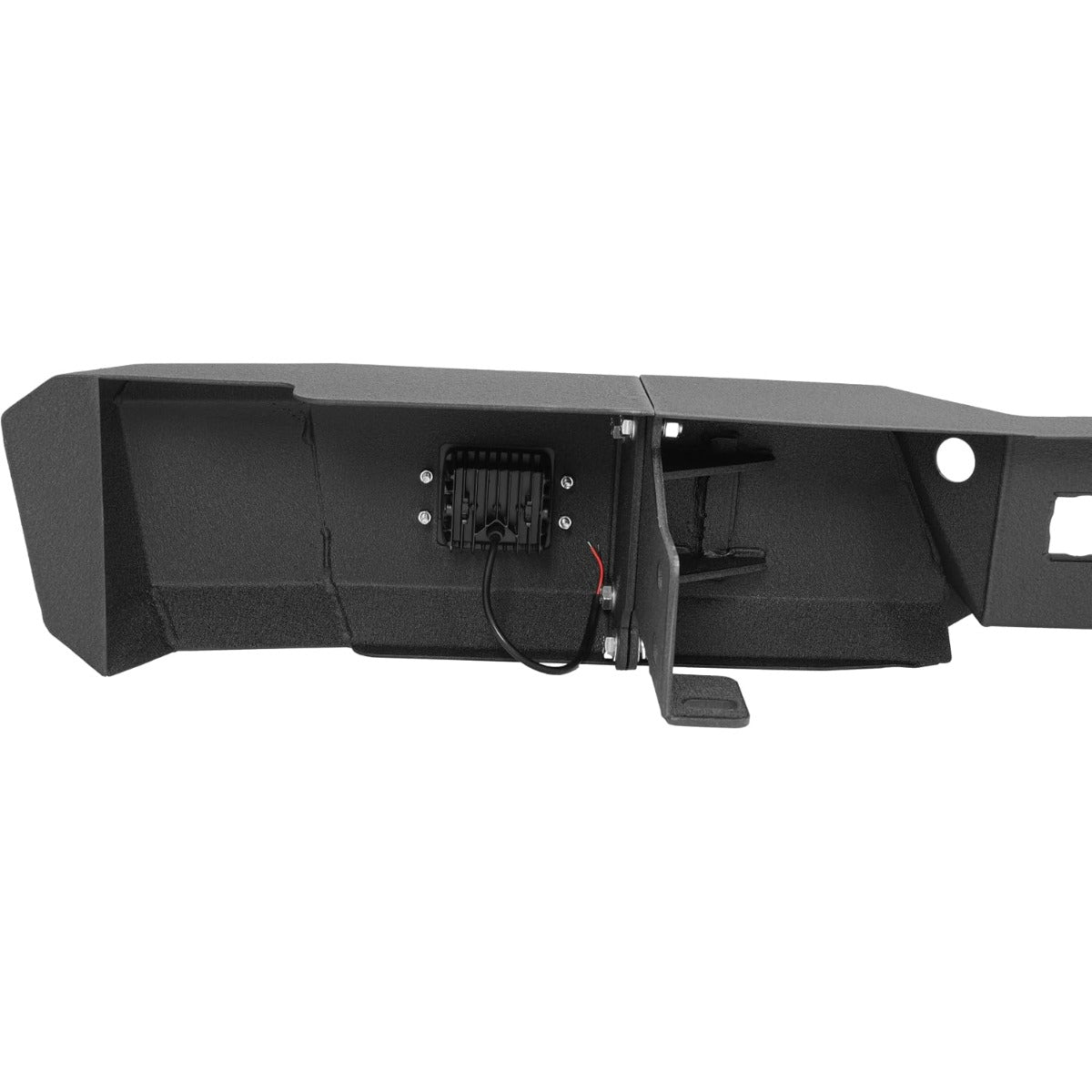 ALMULOO Rear Bumper Compatible with 1999-2007 Chevy/Chevrolet Silverado GMC Sierra 2500 3500 HD W/LED Lights Steel Powder Coated Black