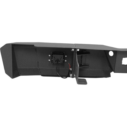 ALMULOO Rear Bumper Compatible with 1999-2007 Chevy/Chevrolet Silverado GMC Sierra 2500 3500 HD W/LED Lights Steel Powder Coated Black
