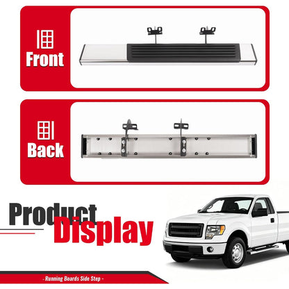 Running Board Side Step Compatible with 2004-2014 Ford F-150 2 Door Regular Cab Step Nerf Bar 304 Stainless Steel+Plastic Powder Coated+Textured Black+Silvery