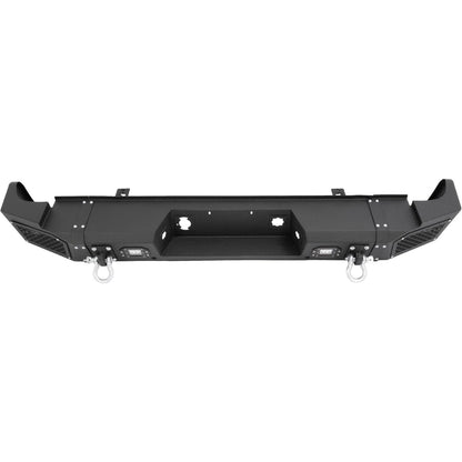 ALMULOO Rear Bumper Assembly Compatible with Chevy/Chevrolet Silverado GMC Sierra 2500 3500 HD 2007-2010 W/ 4 x LED lights, 2 x D-rings Steel 2 Packages