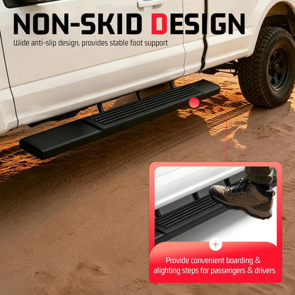 ALMULOO Pair Regular Running Boards Compatible with 2015-2026 Ford F-150 Regular Cab Running Boards Step Nerf Bars Steel+Plastic Powder Coated+Textured Black Left + Right Side