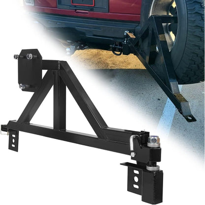 Spare Tire Carrier Mount Compatible with Hummer H2 with Rear License Plate Relocating Kit w/Light Black