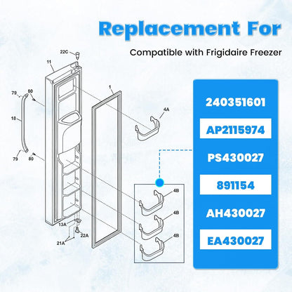 KUAFU 240351601 Refrigerator Freezer Door Shelf Bin Compatible with Frigidaire Freezer AP2115974 PS430027 891154 AH430027 EA430027 Refrigerator Gallon Door Bin Shelf Replacement Only White