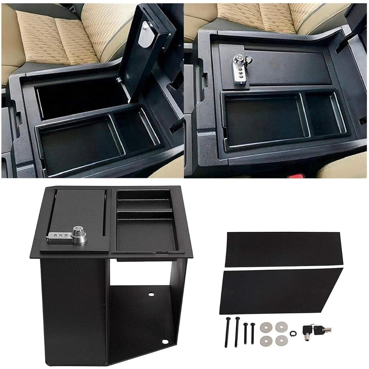 Center Console Storage Compatible with 2014-2022 Toyota Tundra Replacement for 00016-34174 0001634174 w/Tray Key Lock Box Safe Gun