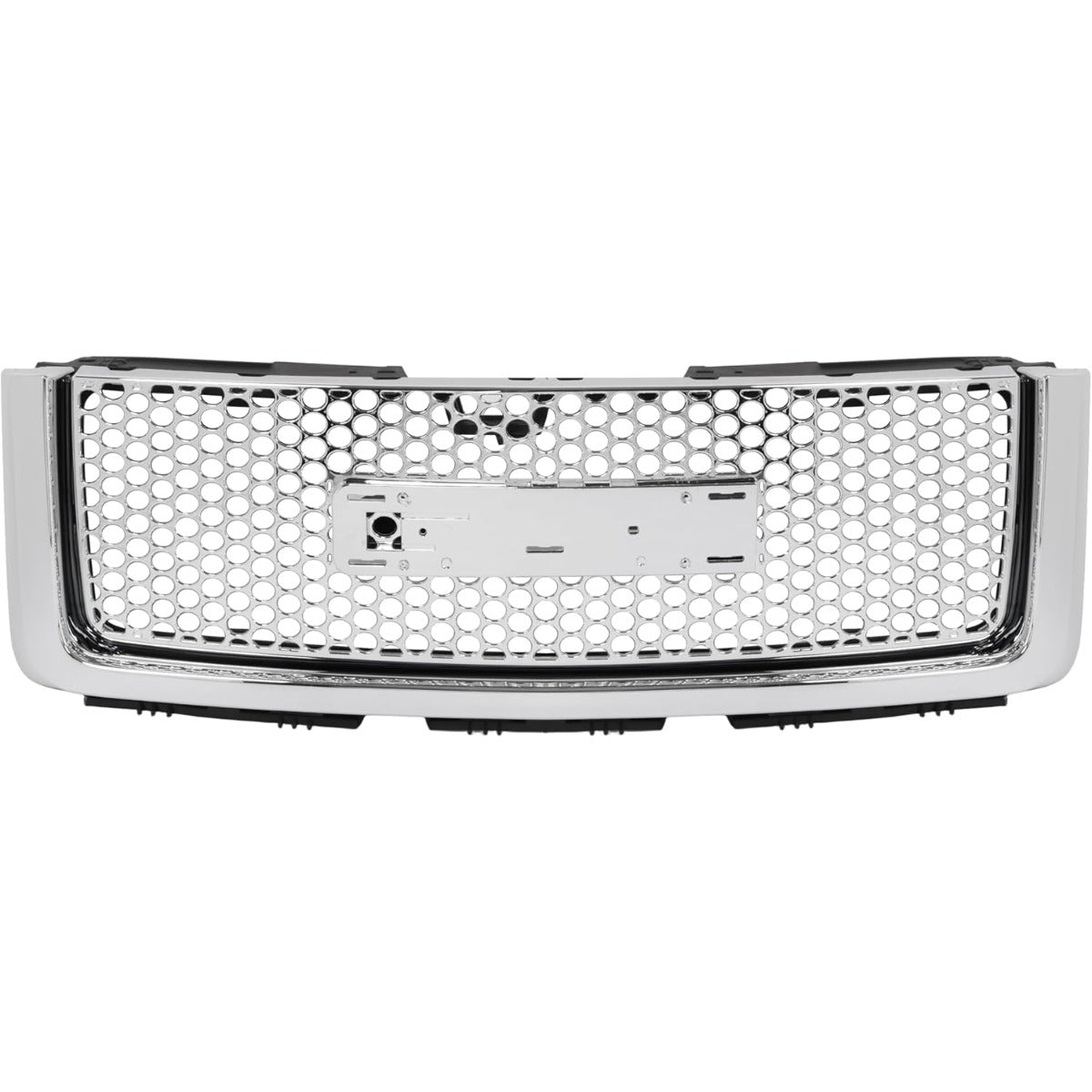 Front Upper & Lower Grill Compatible with 2007-2013 GMC Sierra 1500 Denali Bumper Grille Chrome Silvery