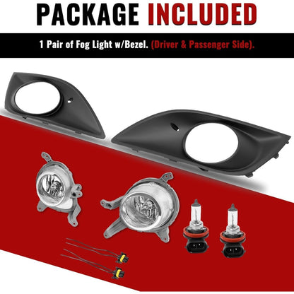 HECASA 2Pcs Fog Lights w/Bezel Compatible with 2013-2017 Hyundai Veloster Turbo Front Bumper Clear Lens Fog Lamp Black Bezel Replacement for HY2593153 HY2592153 HY1038140 HY1039140 Left & Right Side