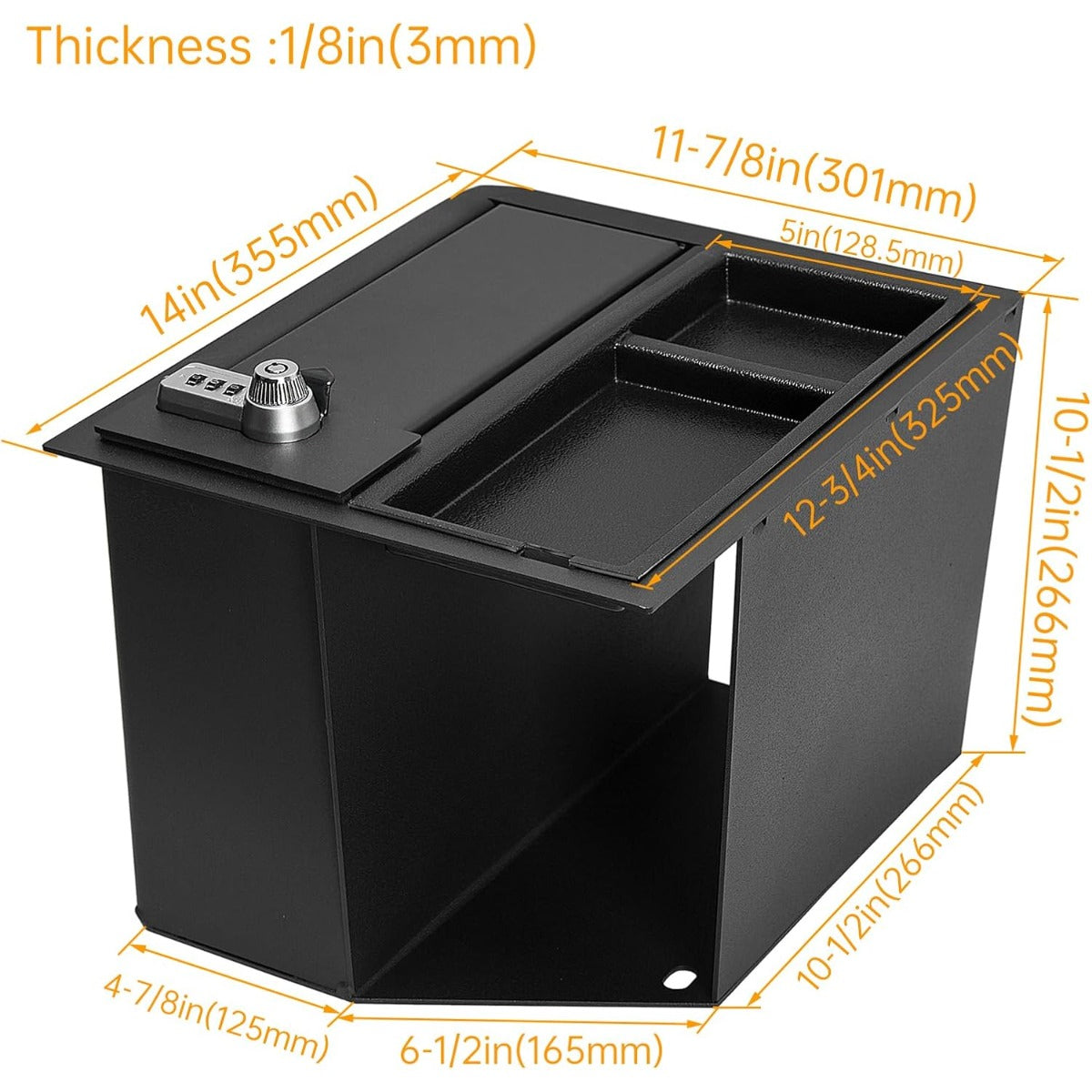 Center Console Storage Compatible with 2014-2022 Toyota Tundra Replacement for 00016-34174 0001634174 w/Tray Key Lock Box Safe Gun