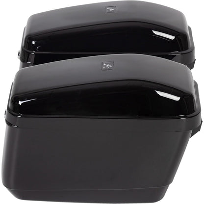 Universal Motorcycle Trunk Luggage Storage Box & Hard Saddle Bags Saddlebags w/Mounting Kit Compatible with Harley Davidson Honda Yamaha Suzuki Kawasaki Cruiser Shadow Vulcan - 2 Packages DMYS-B+GA-B