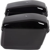 Load image into Gallery viewer, Universal Motorcycle Trunk Luggage Storage Box &amp; Hard Saddle Bags Saddlebags w/Mounting Kit Compatible with Harley Davidson Honda Yamaha Suzuki Kawasaki Cruiser Shadow Vulcan - 2 Packages DMYS-B+GA-B
