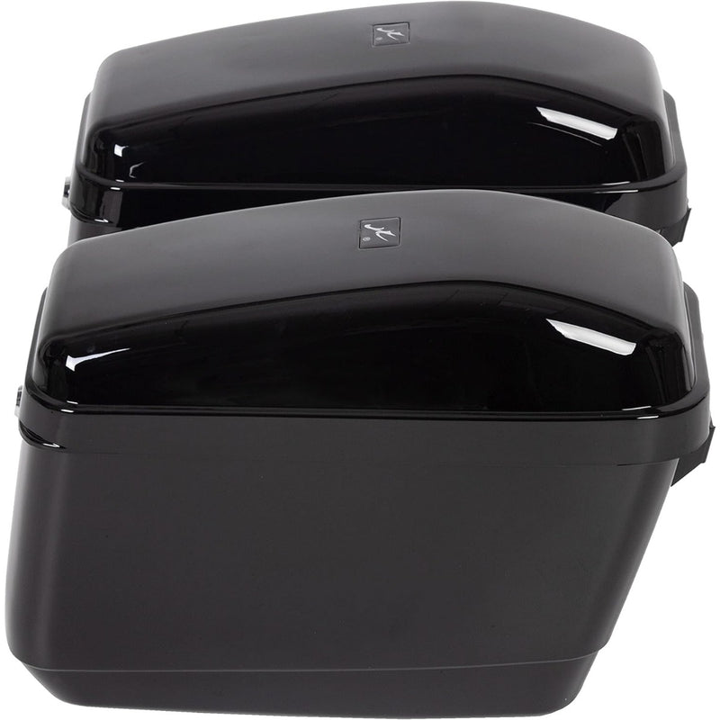 Universal Motorcycle Trunk Luggage Storage Box & Hard Saddle Bags Saddlebags w/Mounting Kit Compatible with Harley Davidson Honda Yamaha Suzuki Kawasaki Cruiser Shadow Vulcan - 2 Packages DMYS-B+GA-B
