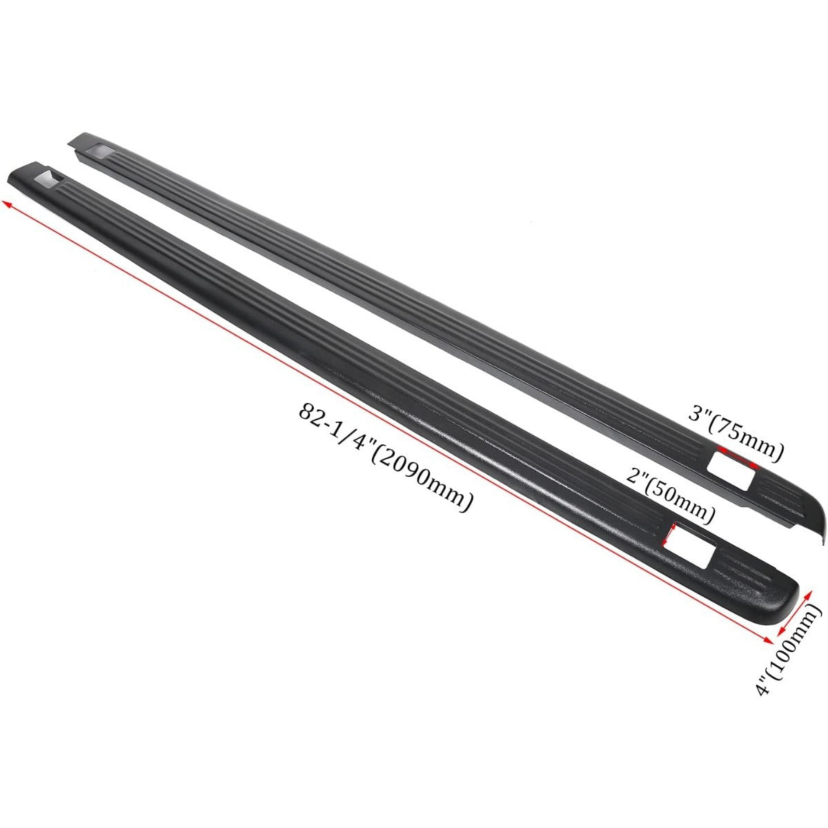 Truck Bed Rail Caps W/Holes Compatible with 1999-2006 Chevrolet Silverado & GMC Sierra 1500 2500 3500 (Classic only) W/Stake Holes 6'6 Inches Bed Black Ribbed Finish (Set of 2)