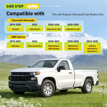 Running Board Side Step Compatible with 2019-2025 Chevrolet Chevy Silverado 1500 2500 HD 3500 HD & GMC Sierra 1500 2500 HD 3500 HD Regular Cab 6" Step Bars 450LBS Silvery Black