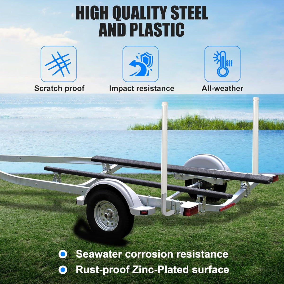 ECOTRIC 40"-60'' Boat Trailer Post Guides Fits Frames up to 3" W x 4-1/4" H Boating & Sailing Poles Guide Bars for Canoe Fishing Boat Kayak Ski Boat 2Pcs