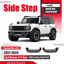 Running Boards Side Steps Compatible with 2021-2025 Ford Bronco 2/4 Door Steel Powder Coated Black 2Pcs Side Bars Step Plates
