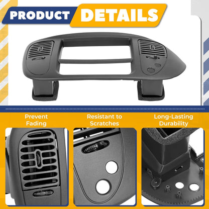 Center Dash Radio A/C Air Vent Cover Compatible with 1997-2003 Ford F150 Expedition Painted Dashboard Bezel Climate Panel Trim ABS Plastic (Matte Black)