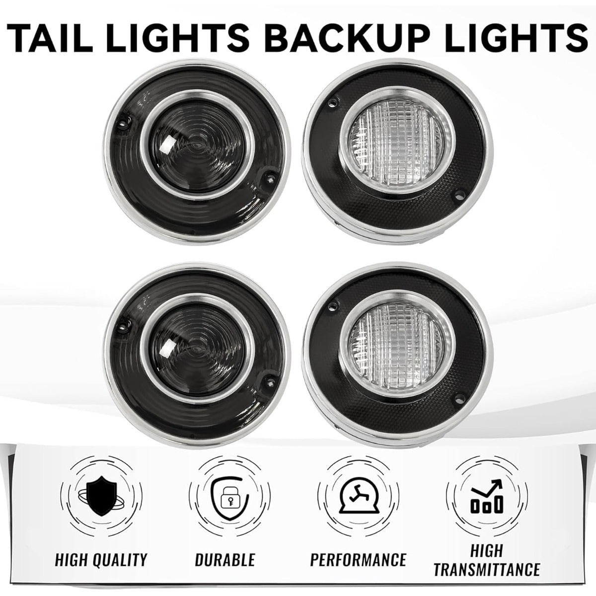 HECASA Pair Tail Light+Backup Light Assembly Compatible with 1975-1979 Chevy Chevrolet Corvette C3 Rear Taillight Tail Lamp Reverse Lights Set Driver & Passenger Side (Smoke Lens)