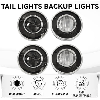 HECASA Pair Tail Light+Backup Light Assembly Compatible with 1975-1979 Chevy Chevrolet Corvette C3 Rear Taillight Tail Lamp Reverse Lights Set Driver & Passenger Side (Smoke Lens)