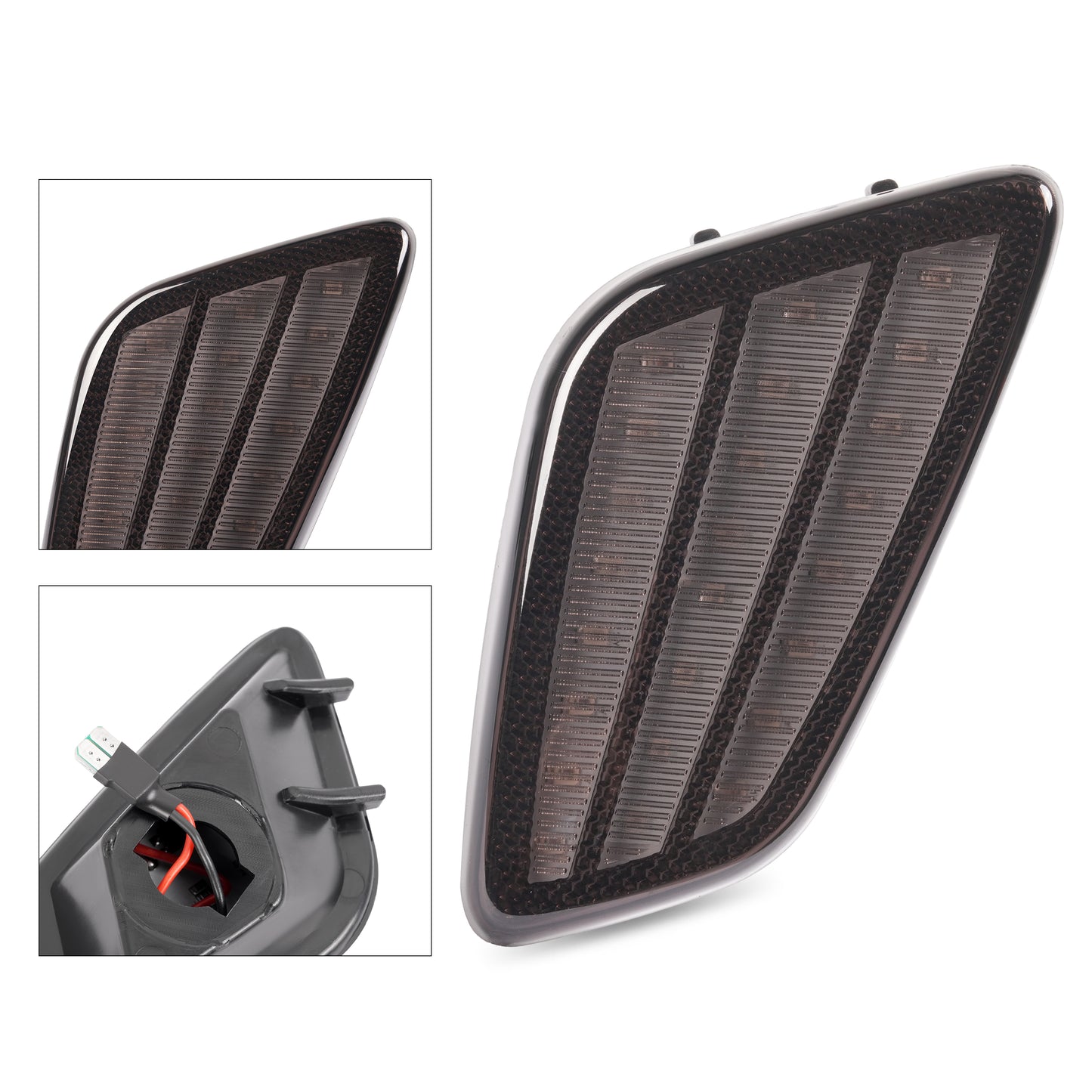 HECASA Pair LED Turn Signal and Side Marker Light Compatible with 1997-2006 Jeep Wrangler TJ Smoke Lens Plastic Front Bumper Signal Fender Light 4 Pieces
