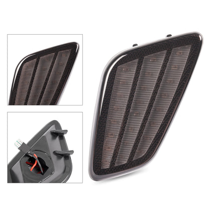 HECASA Pair LED Turn Signal and Side Marker Light Compatible with 1997-2006 Jeep Wrangler TJ Smoke Lens Plastic Front Bumper Signal Fender Light 4 Pieces