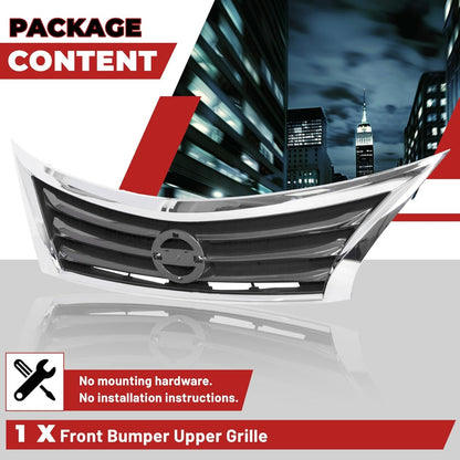 Front Bumper Grill Upper Grille Compatible with 2013 2014 2015 Nissan Altima Sedan Replacement for 623103TA0A NI1200250 Insert Plastic(ABS)