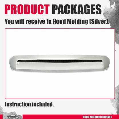Hood Molding Compatible with 2014-2021 Toyota Tundra Hood Scoop Chrome Platinum  LYAP-075T-CStyle Silver Front Upper Grille Replacement for 761800C030 TO1231102 REPT133702