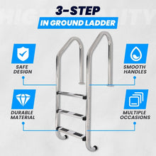 HECASA 3 Step Swimming Pool Ladder with Anti-Slip Pads for Indoor/Outdoor | In-Ground Pool 300LBS Capacity Easy to Assemble and Climb 304 Stainless Steel