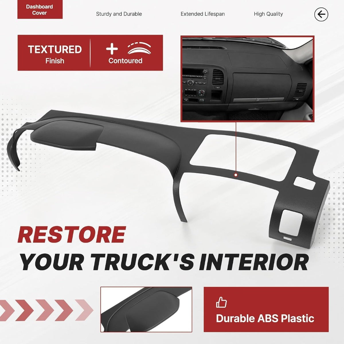 ALMULOO Dashboard Cover Compatible with 2007-2013 Chevy Chevrolet Silverado