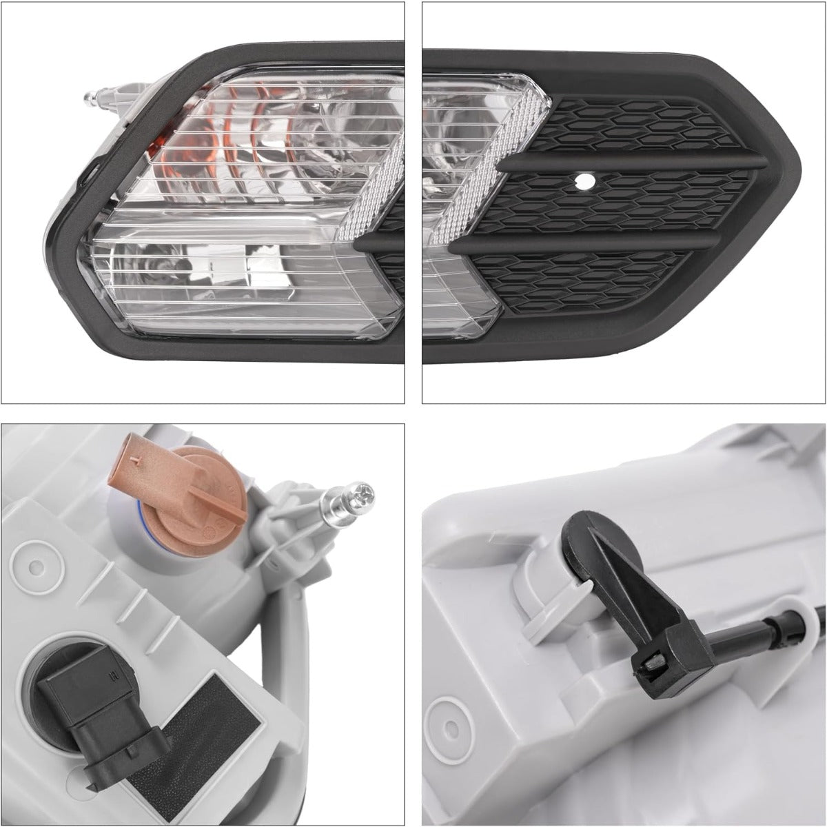 HECASA Front Right Fog Light&Bezel Compatible with 2017-2019 Ford Escape Kuga Front Bumper Fog Driving Light Lamp Black Cover Trim Clear Lens Replacement for FO2521194 FO1039164 Passenger Side