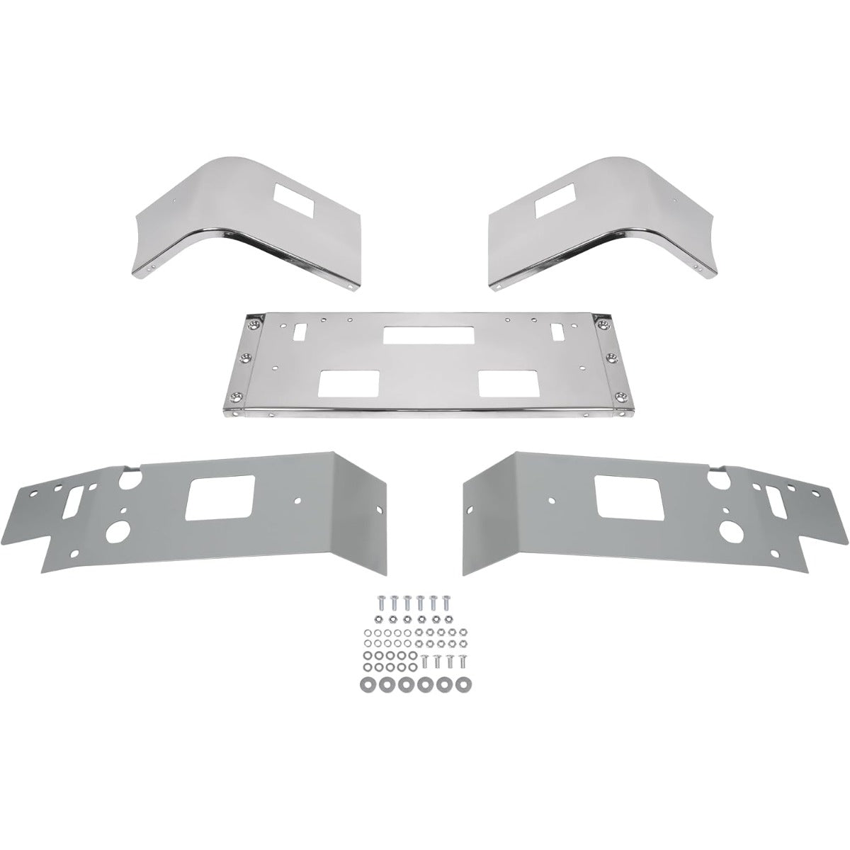 ALMULOO Front Bumper 3Pcs w/Tow, Vent, Fog Light Cut-outs