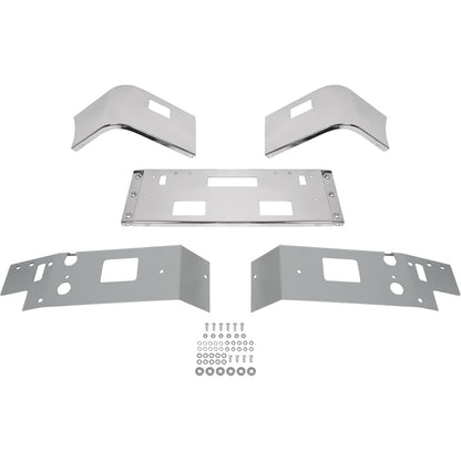 ALMULOO Front Bumper 3Pcs w/Tow, Vent, Fog Light Cut-outs