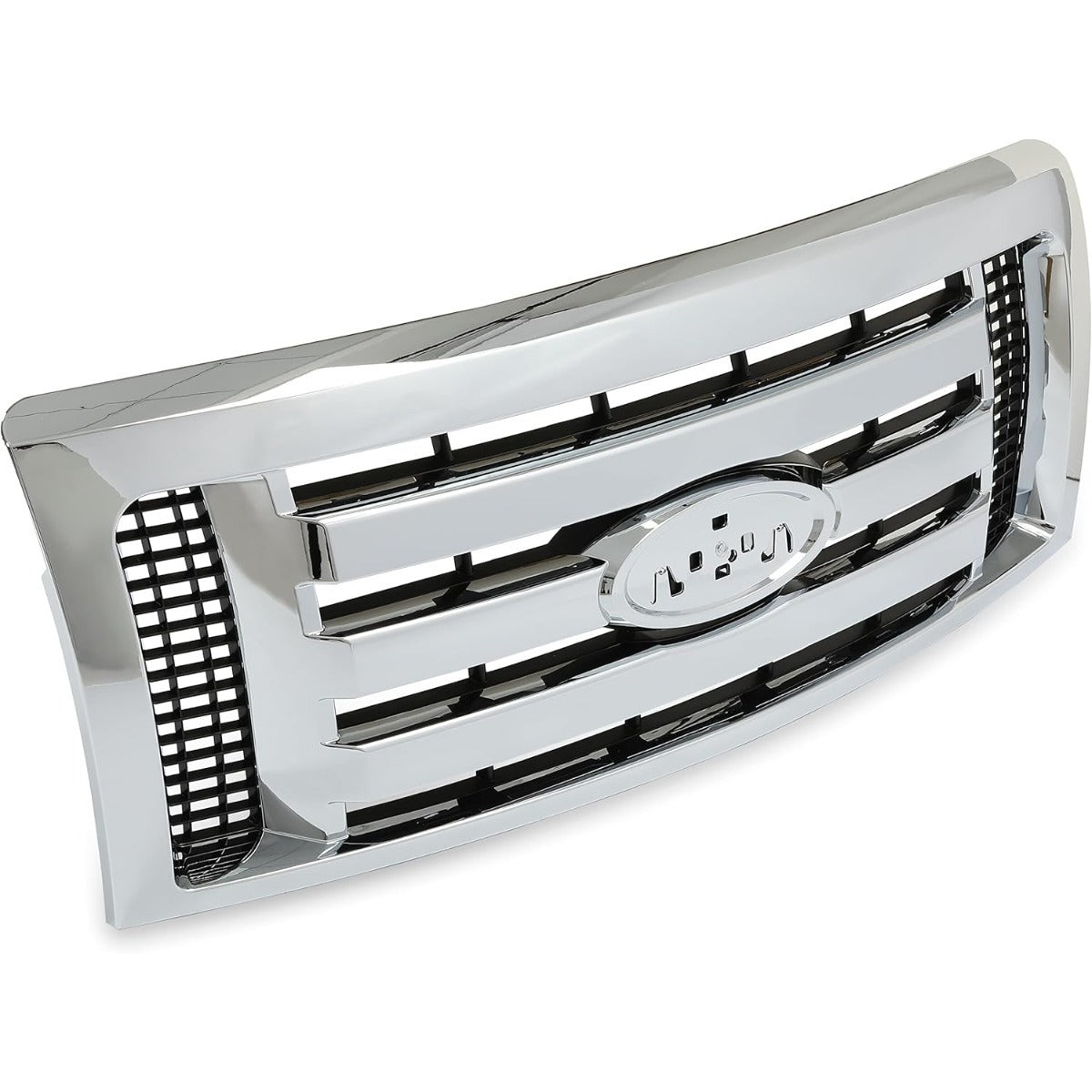 Silver Grille Compatible With 2009-2014 Ford F-150 XL Model Bumper Grille Assembly Cover Guard Chrome Shell w/Black Insert 9L3Z8200D FO1200511