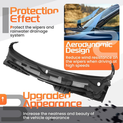 Windshield Wiper Cowl Panel Grille Compatible with 09-18 Ram 1500 | Compatible with 2009-2018 Dodge Ram 1500 2500 3500 & 2019-2024 Ram 1500 Classic; Replacement for 55112305AB 55112305AC