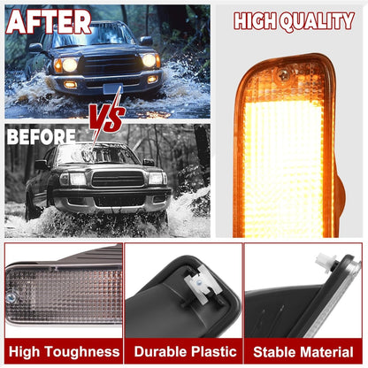 HECASA Pair Front Bumper Turn Signal Light Compatible with 95-97 Toyota Tacoma 4WD/98-00 Toyota Tacoma DLX RWD Replacement for TO2531122 TO2530122 Turn Signal Lamp Driver & Passenger Side Clear Lens