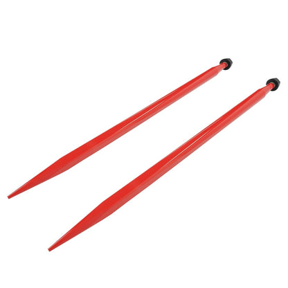 Pair Hay Spear 47 Inches Bale Spear Quick Attach Square Hay Bale Spears 1.18 Inches, Durable Red Coated Forks for Tractors