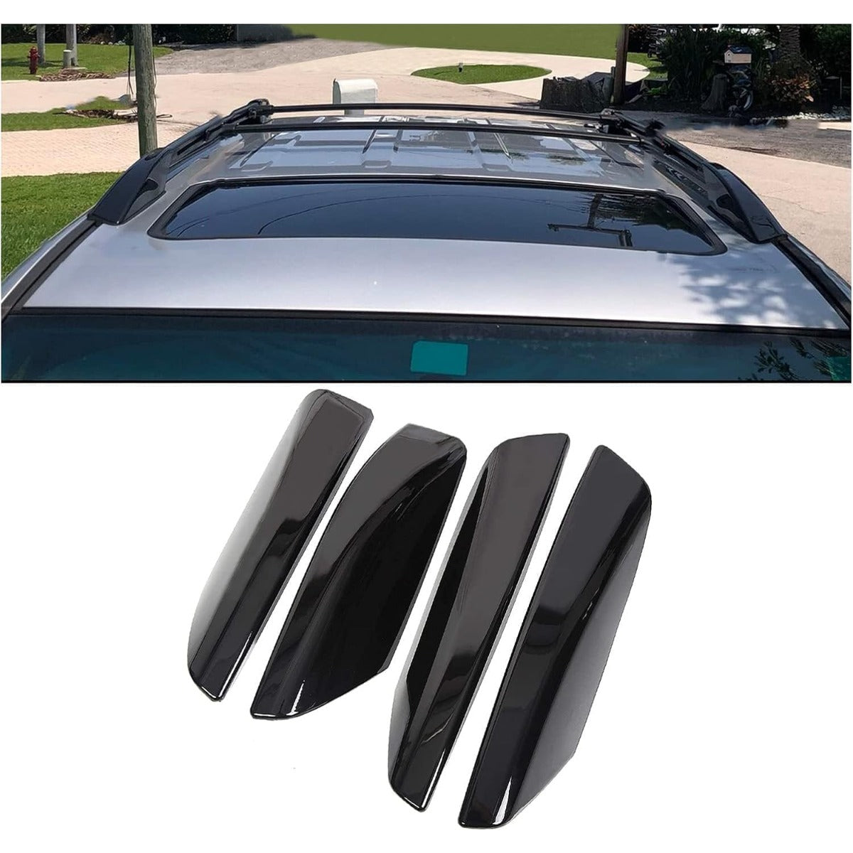 4Pcs Roof Rack Rail End Cover Shell Cap Compatible with 2003-2009 Toyota 4Runner SW4 N210 Black Roof Rail Bar Cover Shell Protection
