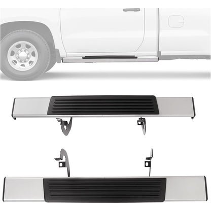 Running Board Side Step Compatible with 2019-2025 Chevrolet Chevy Silverado 1500 2500 HD 3500 HD & GMC Sierra 1500 2500 HD 3500 HD Regular Cab 6" Step Bars 450LBS Silvery Black