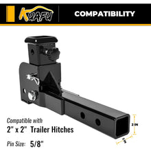2" Folding Hitch Adapter (Trailer Hitch Folding Extender) with 16.3" Length Compatible with 2 Inch Trailer Hitch Extension Shank Mount Cargo Wheelchair Carrier Adapter 500lbs Weight Capacity