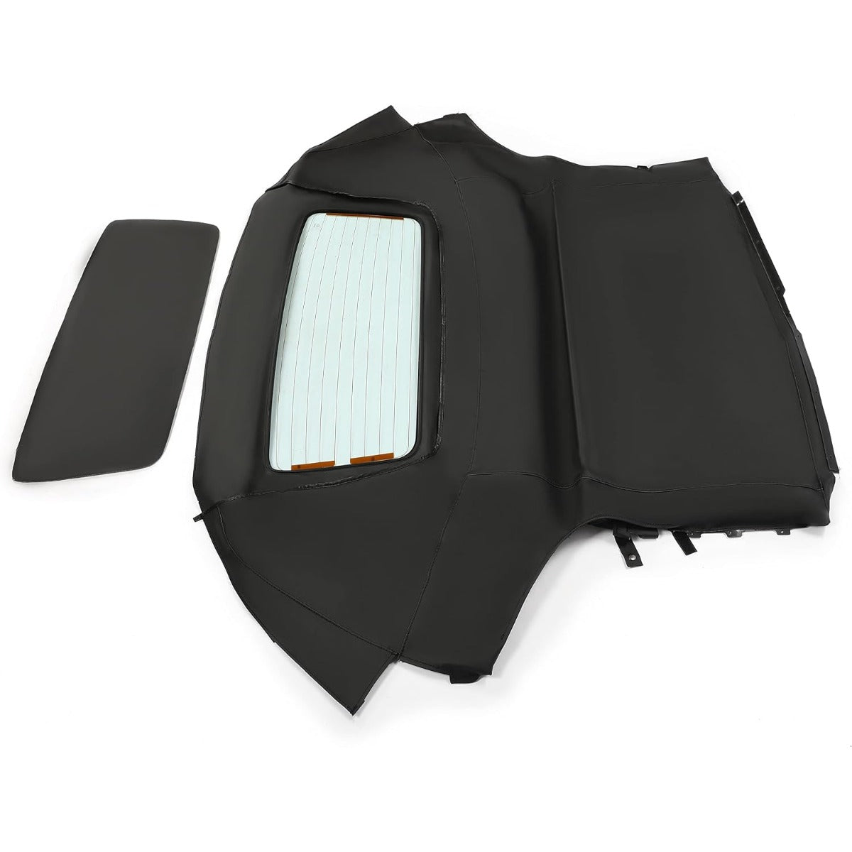 HECASA Convertible Soft Top Compatible with 2000-2007 Toyota MR2 Spyder w/Heated Glass Window Sailcloth Vinyl+Glass Unfinished Black+Clear