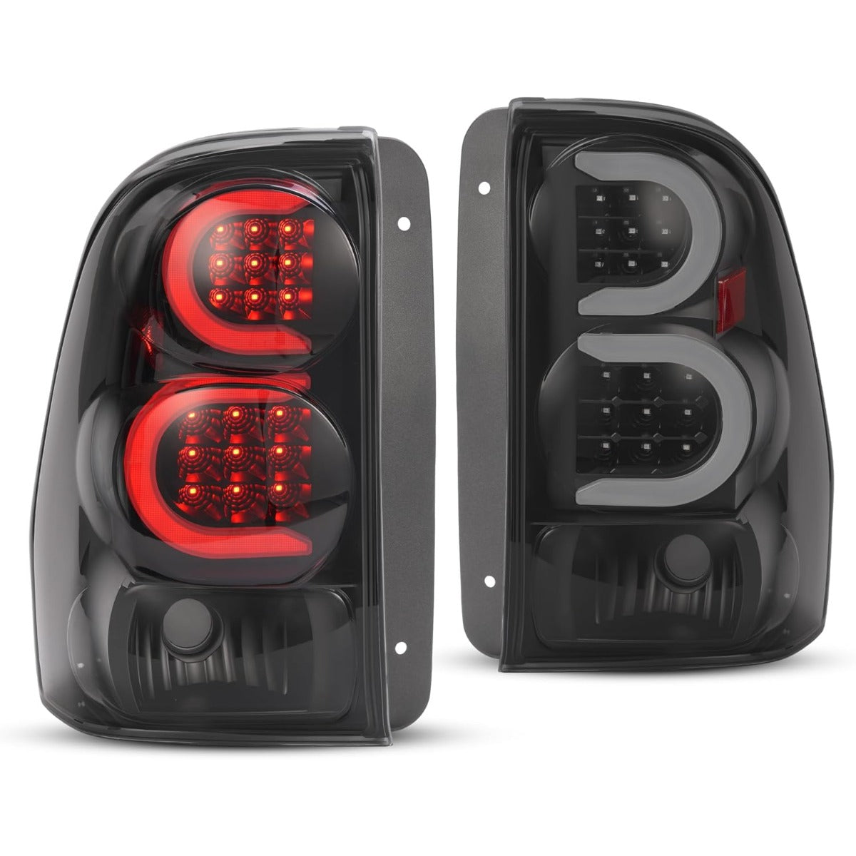 HECASA Pair LED Tail Lights Compatible with 2002-2009 Chevy Chevrolet Trailblazer Base|LS|LT|LTZ| SS|EXT LS|EXT LT|North Face|EXT North Face Rear Brake Lamp LH&RH - Smoke Lens Black Housing, MO-3454
