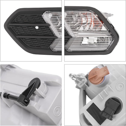 HECASA Left Fog Light&Bezel Compatible with 2017-2019 Ford Escape/Kuga Fog Lamp Front Bumper Light Lamp Replacement for FO2520194 FO1038164 Black Cover Trim Driver Side Clear Lens