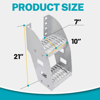 HECASA 10” Truck Frame Step Mounted Side Steps Compatible with Peterbilt Frame Fit Make or Model Class 8 Semi Truck Bed Running Boards w/Mounting Hole Pattern Aluminium Silvery