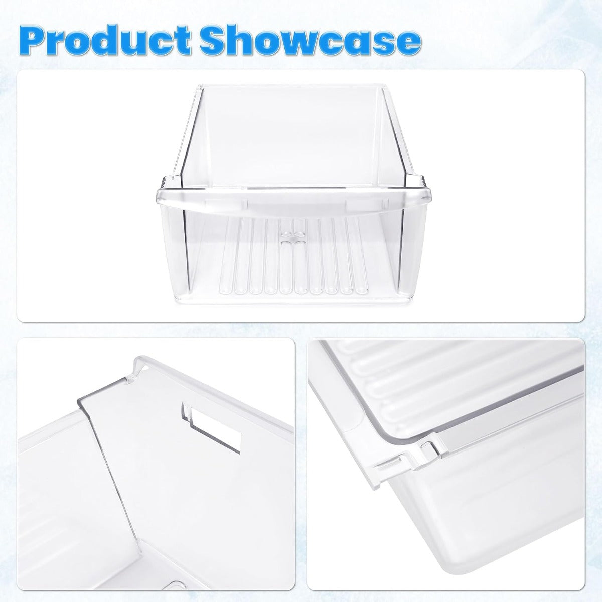 KUAFU 240351061 Crisper Pan Drawer Compatible with Frigidaire Refrigerator Freezer AP4424911 240351005 240351062 Plastic (PC) Replacement Only Clear