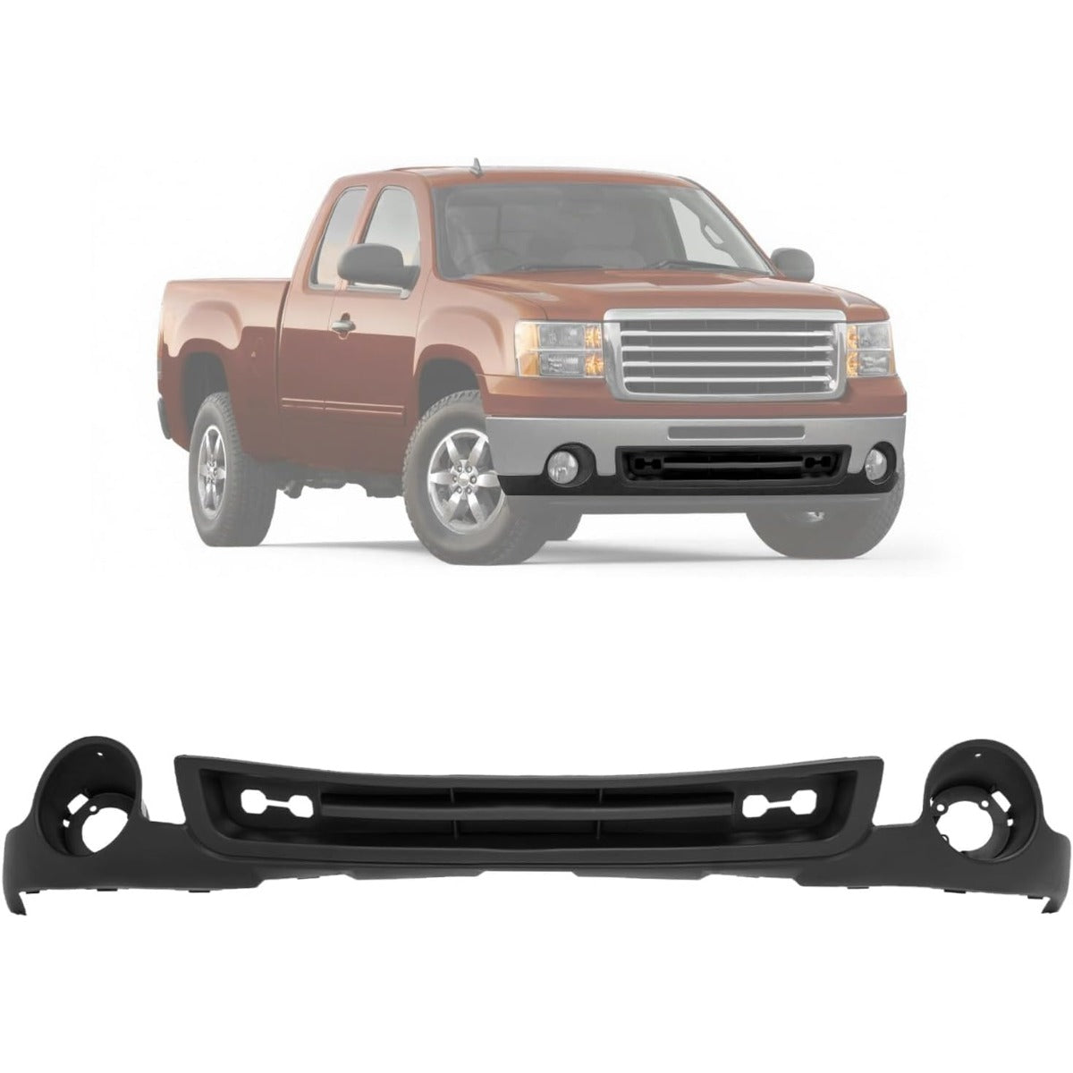 Front Bumper Lower Valance Compatible with 2007-2013 GMC Sierra 1500 Replacement for 15131299 GM1015100 Air Dam Deflector w/Tow Hook Hole, Fog Light Holes & Grille Provision